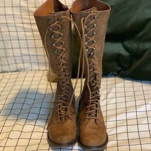 Lace up knee high boots